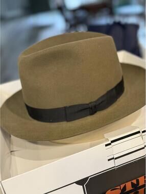 Vintage Stetson Sutley Fedora Hat in Bronzine with Black Band